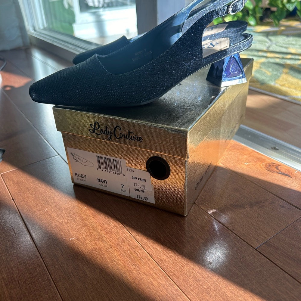 Navy Slingback Heels